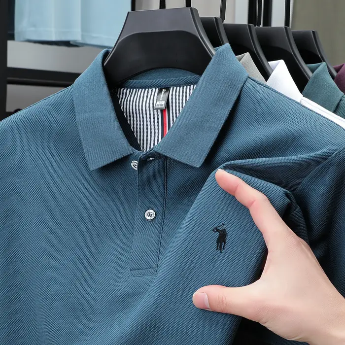 Été hommes de luxe marque Swing Spurs brodé polo shirt 100% coton anti-rides respirant peau amiable affaires Casual Top