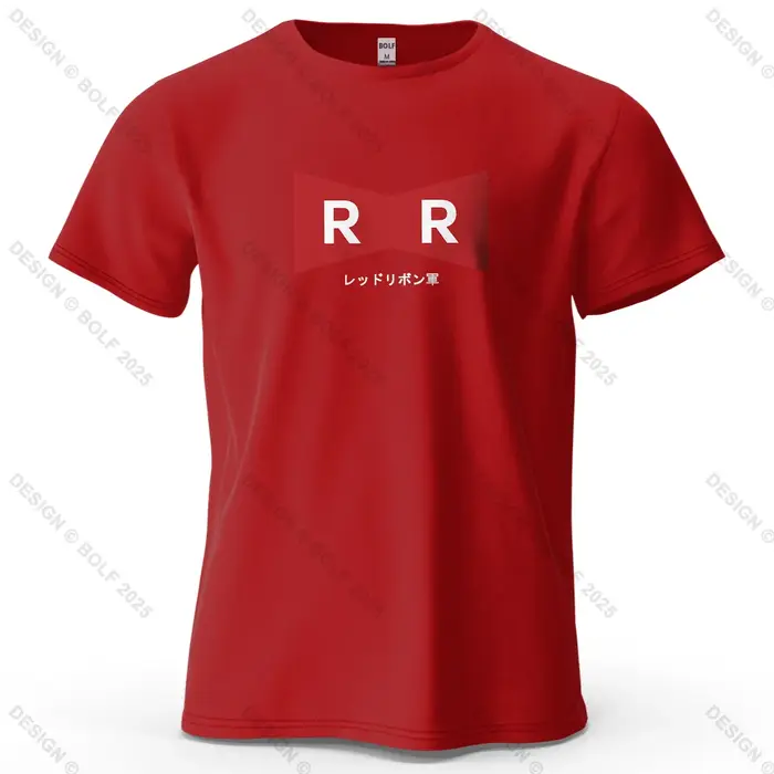 Ruban rouge armée imprimé hommes T-Shirt 100% coton surdimensionné Anime graphique t-shirts pour haut pour femme