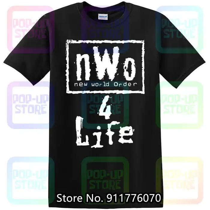 NWO-Grand T-shirt Noir pour Homme, New World Order 4 Life, Bin F