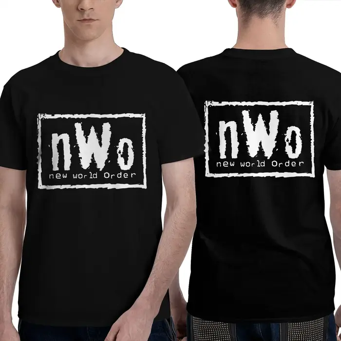 T-Shirt NWO New World Order Wrestling pour hommes, double face, grande taille, col rond, en coton, manches courtes, été