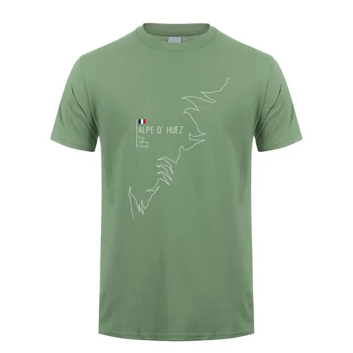 Alpe d Huez en France cyclisme t-shirt été hommes à manches courtes coton