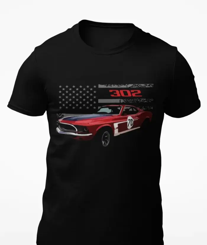 Mustang 302 classique Muscle car T-Shirt à manches courtes nouveau 100% coton à manches courtes col