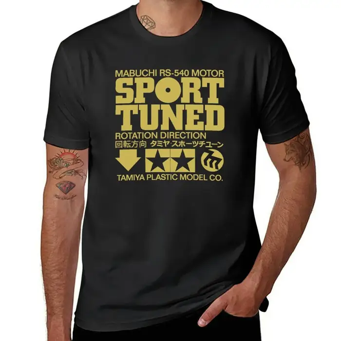 Tamiya-T-shirt de sport avec étiquette moteur pour homme, T-shirt noir, Anime Medicings