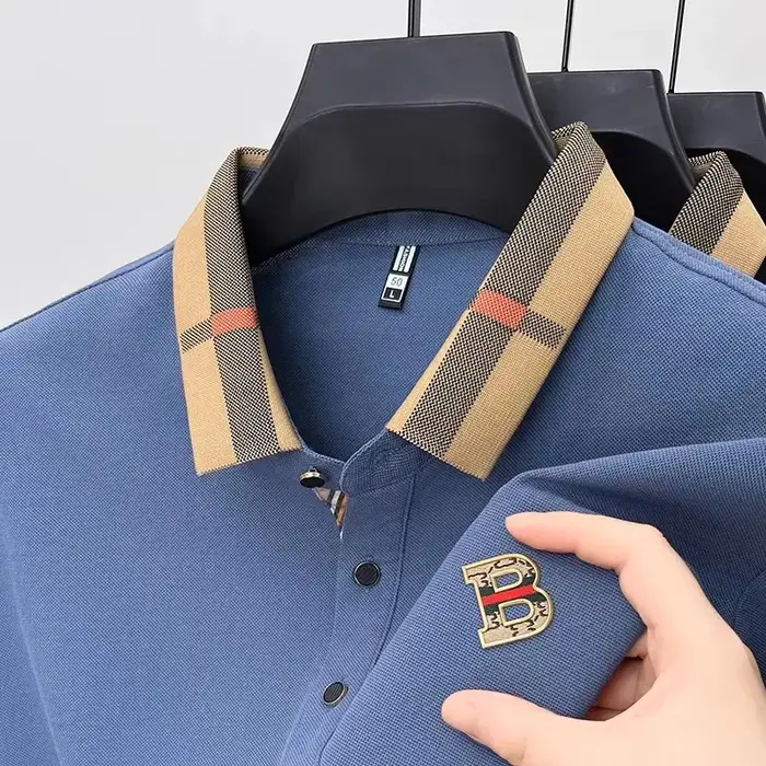 Marque de luxe logo polo à manches courtes hommes été nouveau haut de gamme en soie coton respirant Paul T-shirt mode