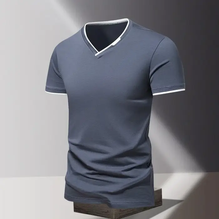 T-shirt à manches courtes et col en V pour homme, collection 2026, vêtements de sport et décontracté