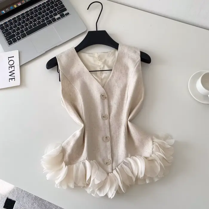 Débardeurs et hauts pour femmes, col en V, sans manches, style camisole, sexy, à volants, streetwear