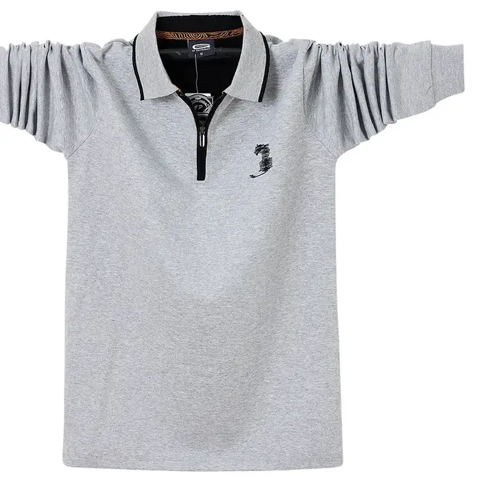 Polo brodé à manches longues pour homme