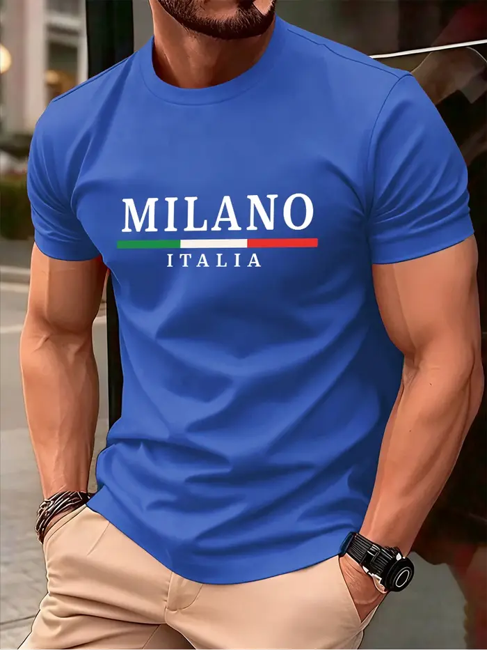 Milano italie drapeau couleur impression hommes T-Shirt coton été col rond manches courtes hauts dou