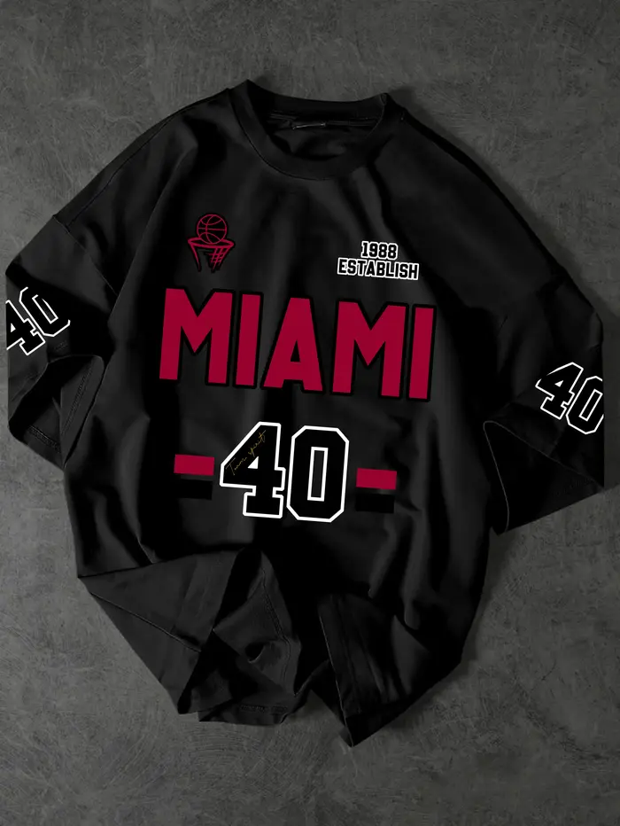 T-shirt graphique vintage en jersey de sport « Miami 1988 »
