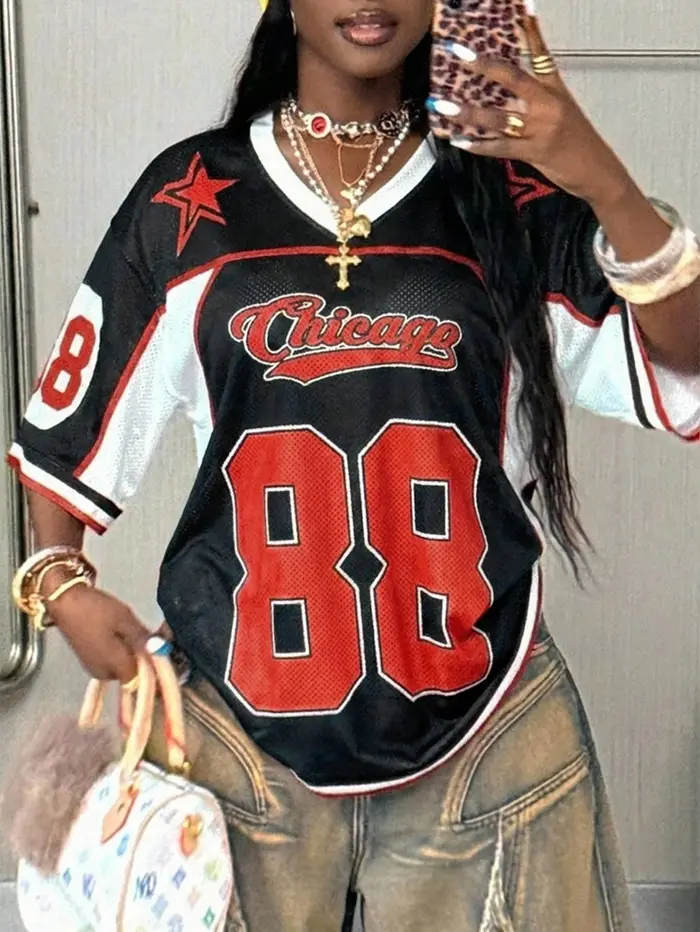 T-shirt en jersey à imprimé étoiles Chicago 88