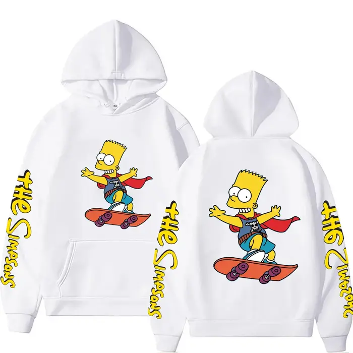 Sweat à capuche unisexe Bart Simpson Anime pour le printemps et l'automne, haut de sport décontracté
