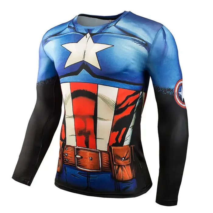 T-shirt à manches longues imprimé numérique 3D super-héros