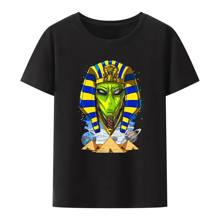 Classique pharaon égyptien Alien Modal imprimé T-Shirt tendance créatif confortable ample à manches 