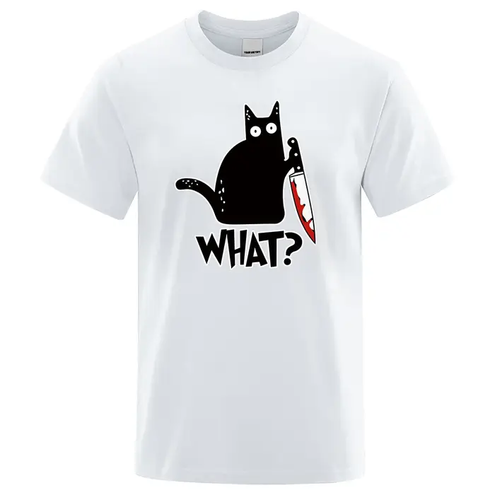 T-Shirt homme 100% coton de haute qualité avec imprimé de chat, t-Shirt oversize décontracté et ampl