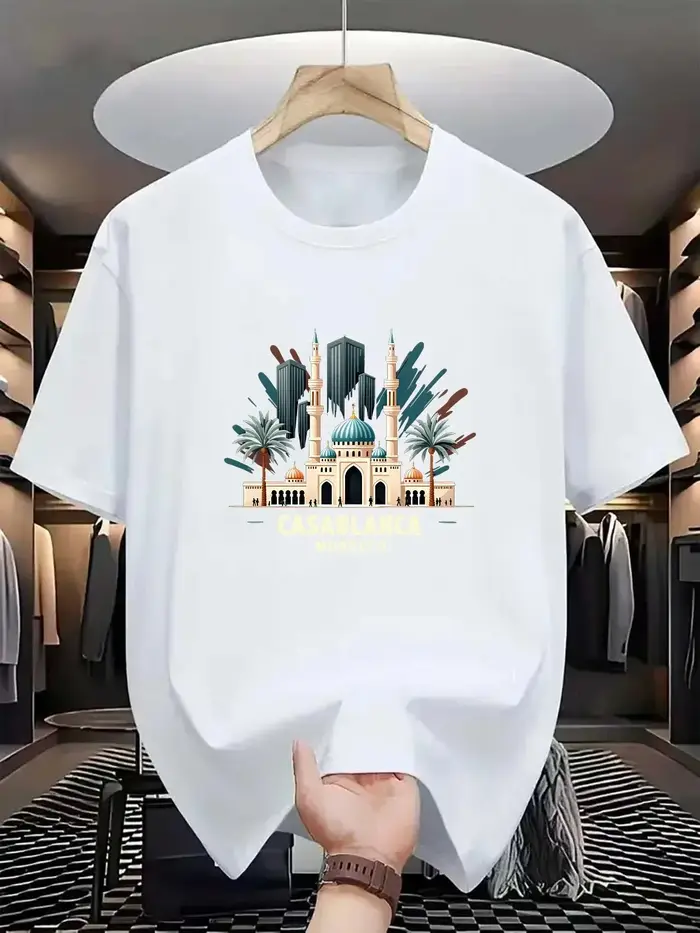 T-shirt graphique Casablanca - Motif de ville marocaine - T-shirt à manches courtes - Homme