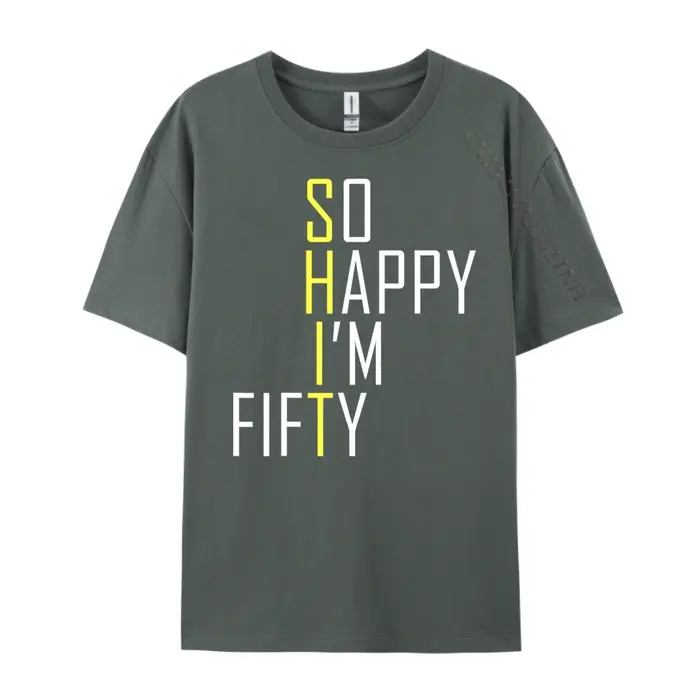 T-shirt graphique blanc So Happy I'm Fifty