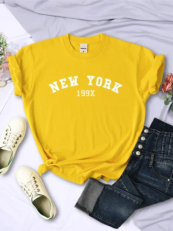 New York 199X personnalité lettre t-shirt femmes marque de mode à manches courtes décontracté confortable