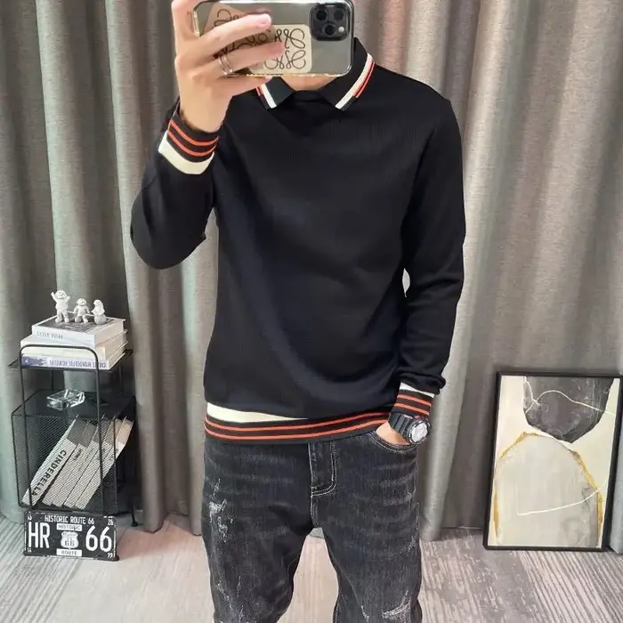 Polo moulant avec col pour homme