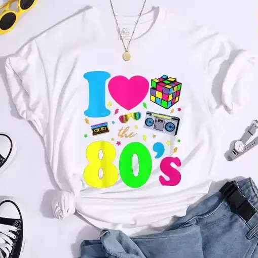 Nouvelle mode j'aime les années 80 T-Shirt femmes Vintage