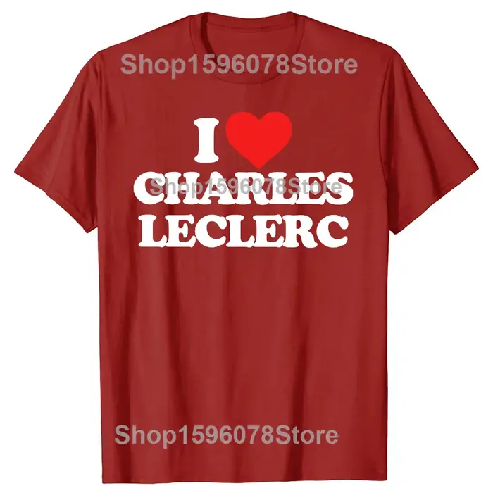 T-shirt personnalisé « I Love Charles Leclerc » pour homme, manches courtes, t-shirt décontracté, t-shirt tendance, t-shirt en coton doux ajusté, cadeau