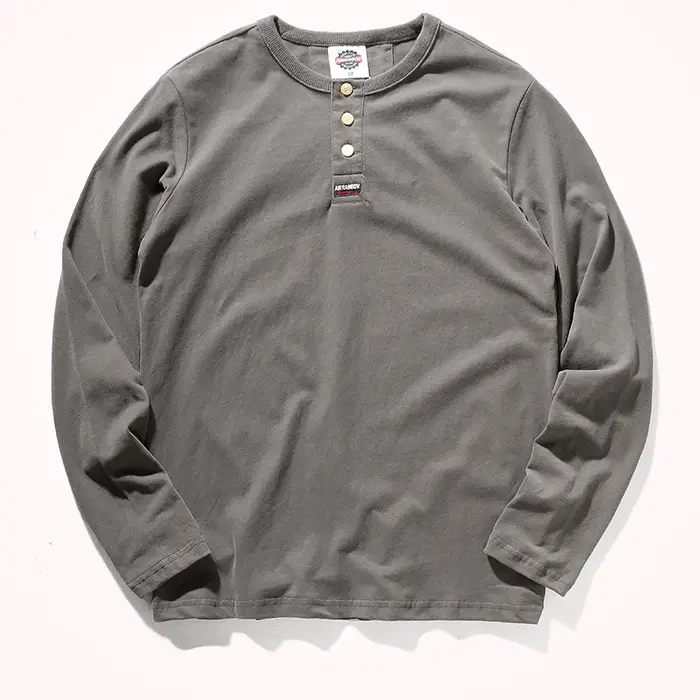 T-shirt à manches longues col Henry pour homme