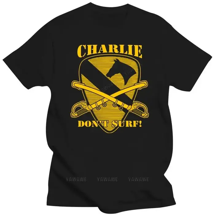 T-Shirt noir pour hommes, marque d'été, Charlie Don't Surf Air Cavalry Apocalypse Now Robert Duvall 