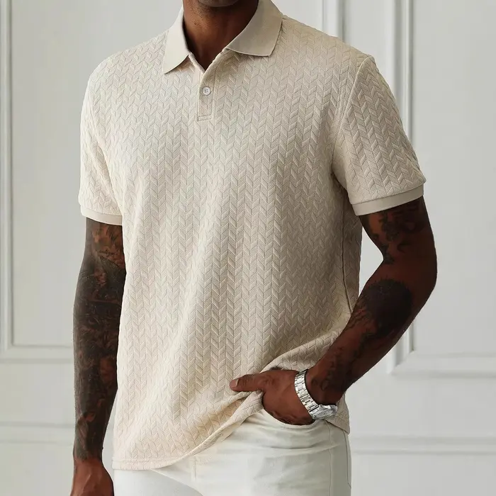 Nouveau polo à manches courtes pour homme, collection printemps-été, avec texture et couleurs contra