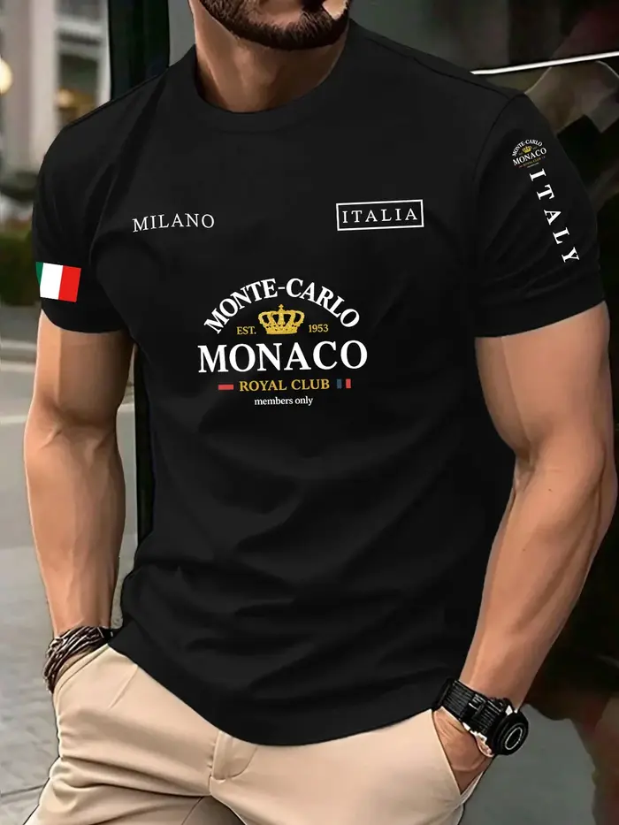 T-shirt unisexe en coton 100 % à imprimé drapeau de Monaco