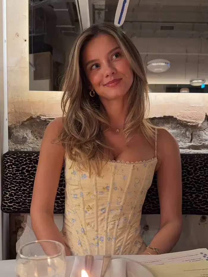 Haut Corset Imprimé Floral Jaune pour Femme