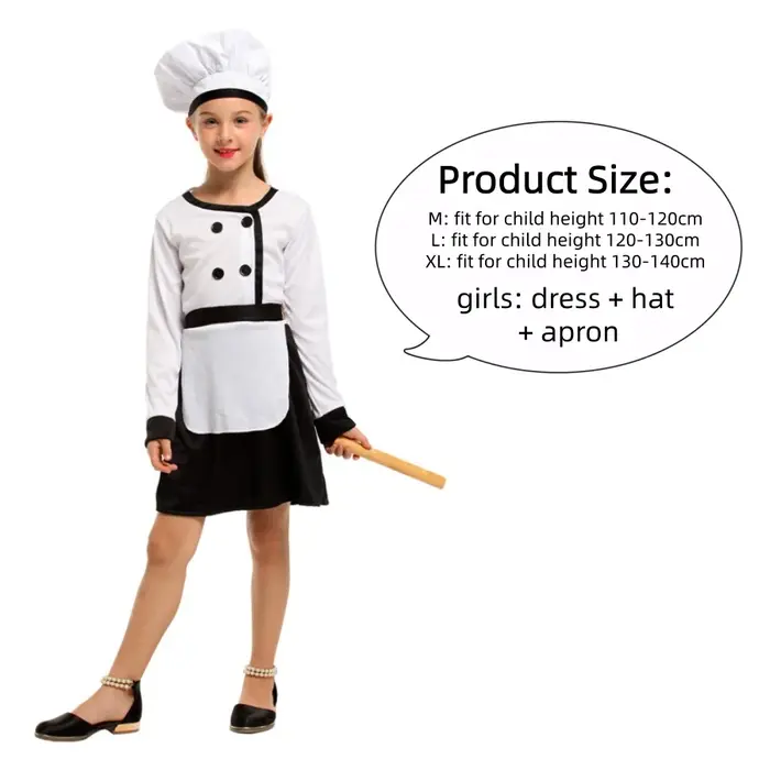 Costume de performance pour festival, déguisement de petit chef pour filles et garçons, uniforme pro