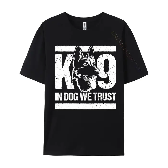 T-Shirt à Manches Courtes en Coton avec Imprimé de Ligne Bleue K9