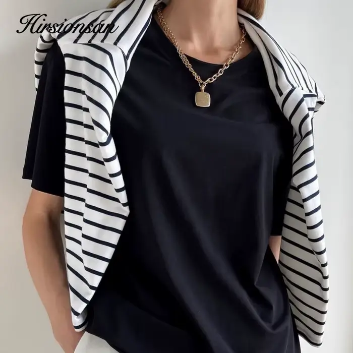 Hirsionsan – t-shirt basique en coton pour femmes, haut ample et résistant, décontracté, surdimensio