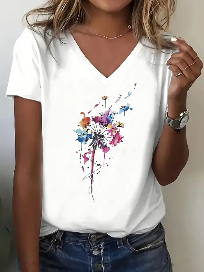 T-shirt tendance vintage à fleurs