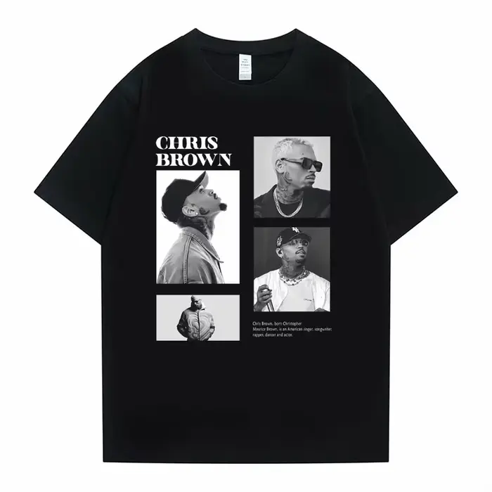 Pop chanteur Chris marron imprimé graphique t-shirt hommes femmes Hip Hop mode surdimensionné t-shirts hauts