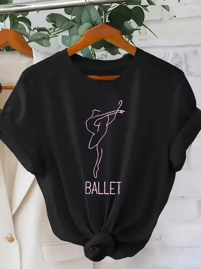 T-shirt graphique élégant sur le thème du ballet pour femmes