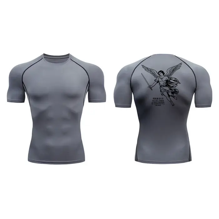 Angel graphique athlétique séchage rapide t-shirts pour hommes chrétien gymnastique entraînement cou
