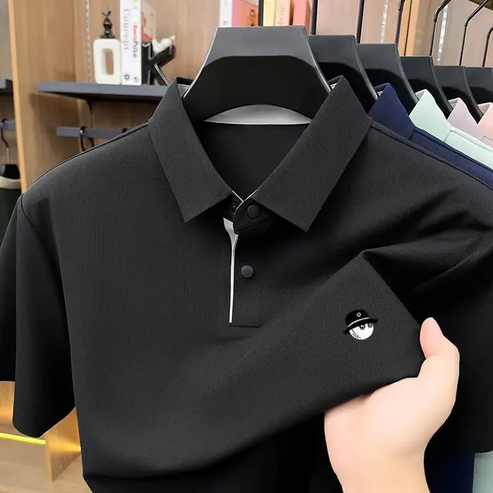 Nouveau Polo Homme Luxe Été Respirant Soie Glacée Séchage Rapide Manches Courtes Business Quotidien Golf Premium Brodé