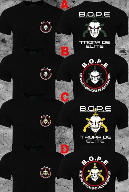 BOPE Tropa De Elite brésil Forces d'élite spéciales T-Shirt à manches courtes décontracté 100% coton hommes chemise