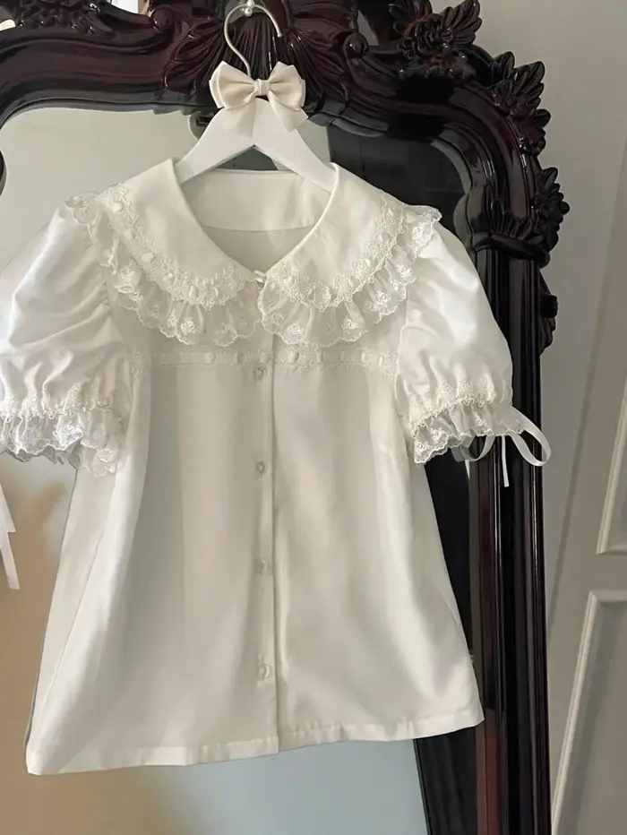 Japonais Kawaii fille doux mignon nœud Lolita chemise femmes JK col de poupée ample Blusas Femme Y2k