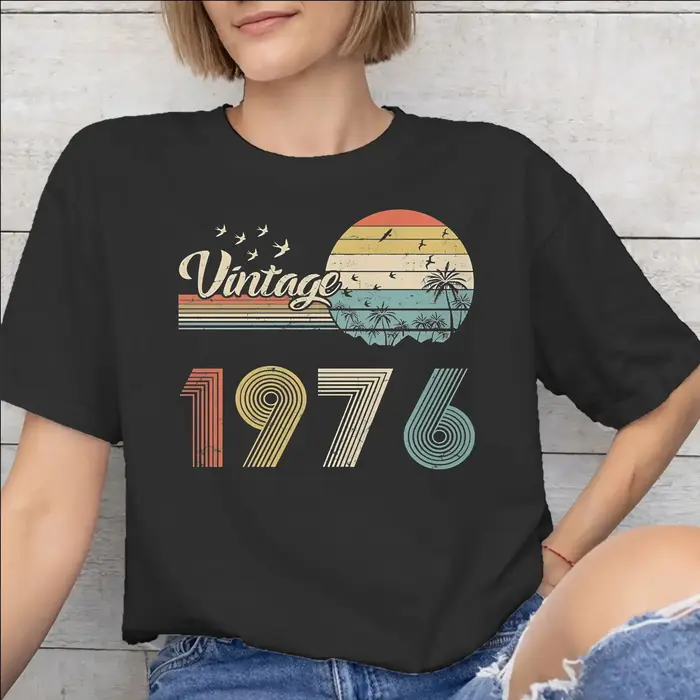 T-shirt imprimé vintage 1976 pour hommes et femmes