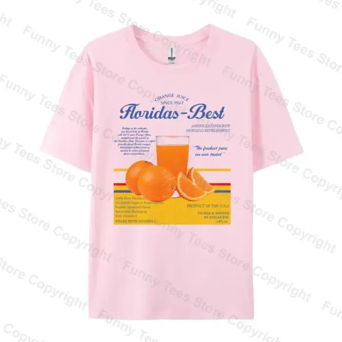 T-shirt Vintage Femme Orange Floride Esthétique Rétro Imprimé Fruits Unisexe 2026 Été Oversize Streetwear Hauts