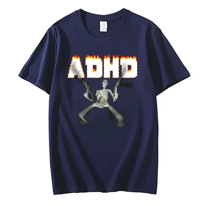 Adhd squelette Meme T-shirts classique Vintage Humor horreur drôle crâne t-shirt hommes femmes décontracté Hip Hop été