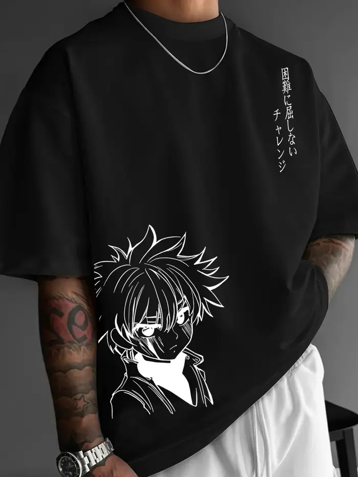 T-shirt Anime Oversize Homme Imprimé Killua Zoldyck Manga Japonais Streetwear Décontracté Manches Courtes Hauts Tendance