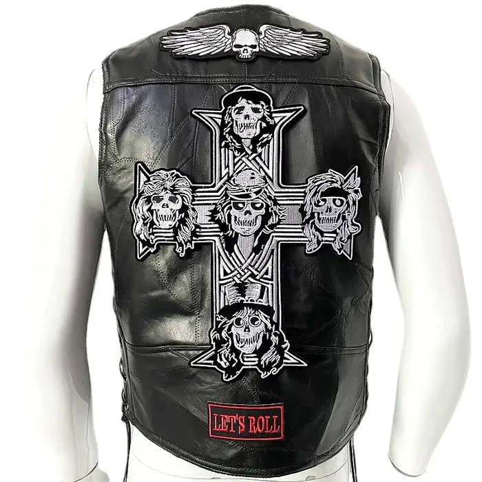 Gilet de motard en cuir pour homme