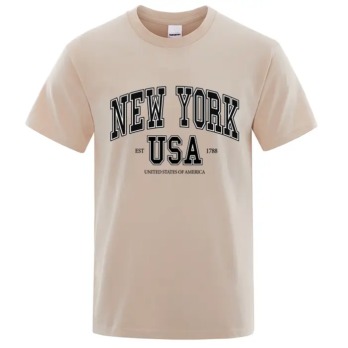 T-shirt à col rond pour homme, ample, en coton, surdimensionné, style Hip Hop, New York, Usa, Street City, 1788