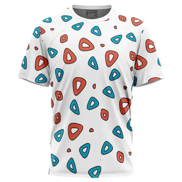T-shirt à motif triangulaire de dessin animé mignon, impression 3D complète, col rond décontracté, m