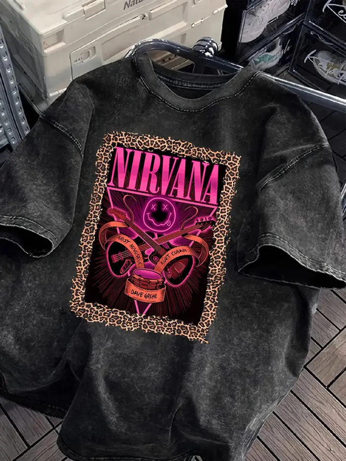 Femmes Vintage Nirvana imprimé haute rue métal motif lavé Y2k graphique t-shirts Streetwear esthétique