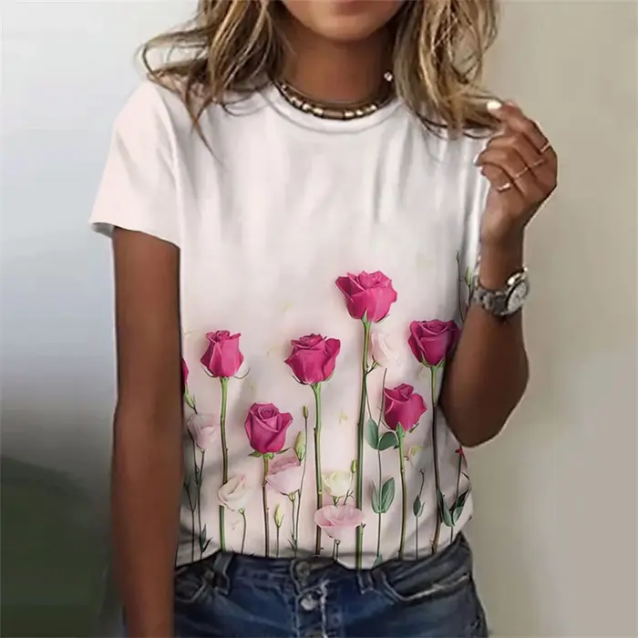 T-shirt manches courtes col rond femme