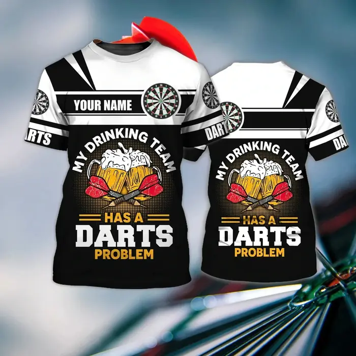 Personnalisé avec nom fléchette et bière 3D partout imprimé été hommes T-shirt Dart amant