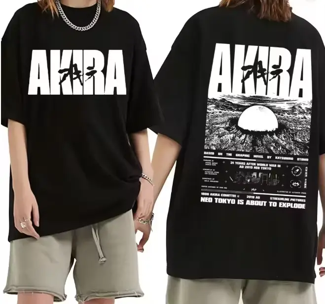 T-shirt graphique japonais de science-fiction pour hommes et femmes, grand t-shirt rétro, film d'ani